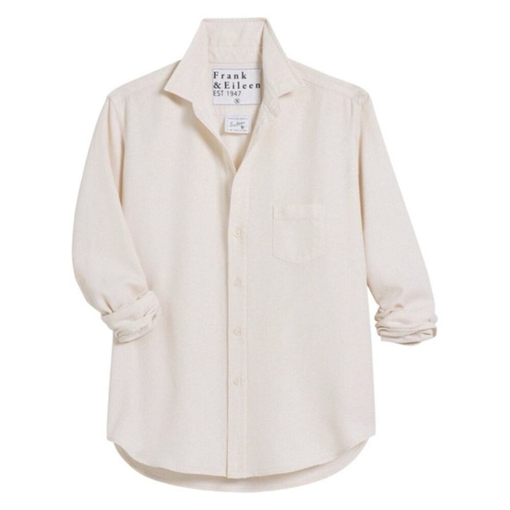 Frank & Eileen Eileen Textured Glitter Top Size L Cream Gold Metallic Cotton